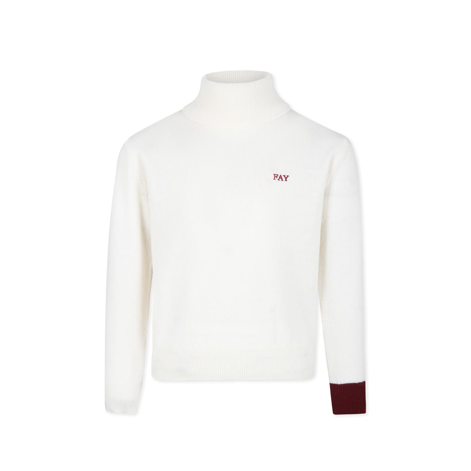 Fay Ivory Turtleneck For Boy With Logo