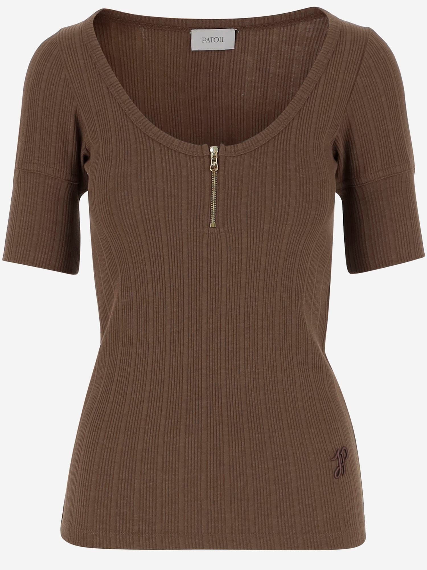 Patou Cotton Blend Knit T-shirt With Logo