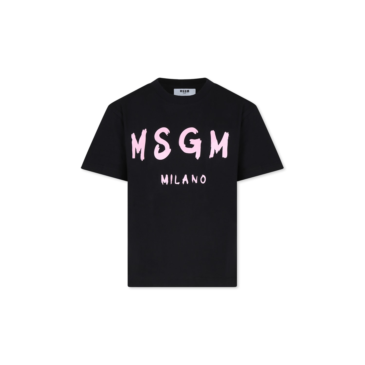 MSGM Black T-shirt For Girl With Logo