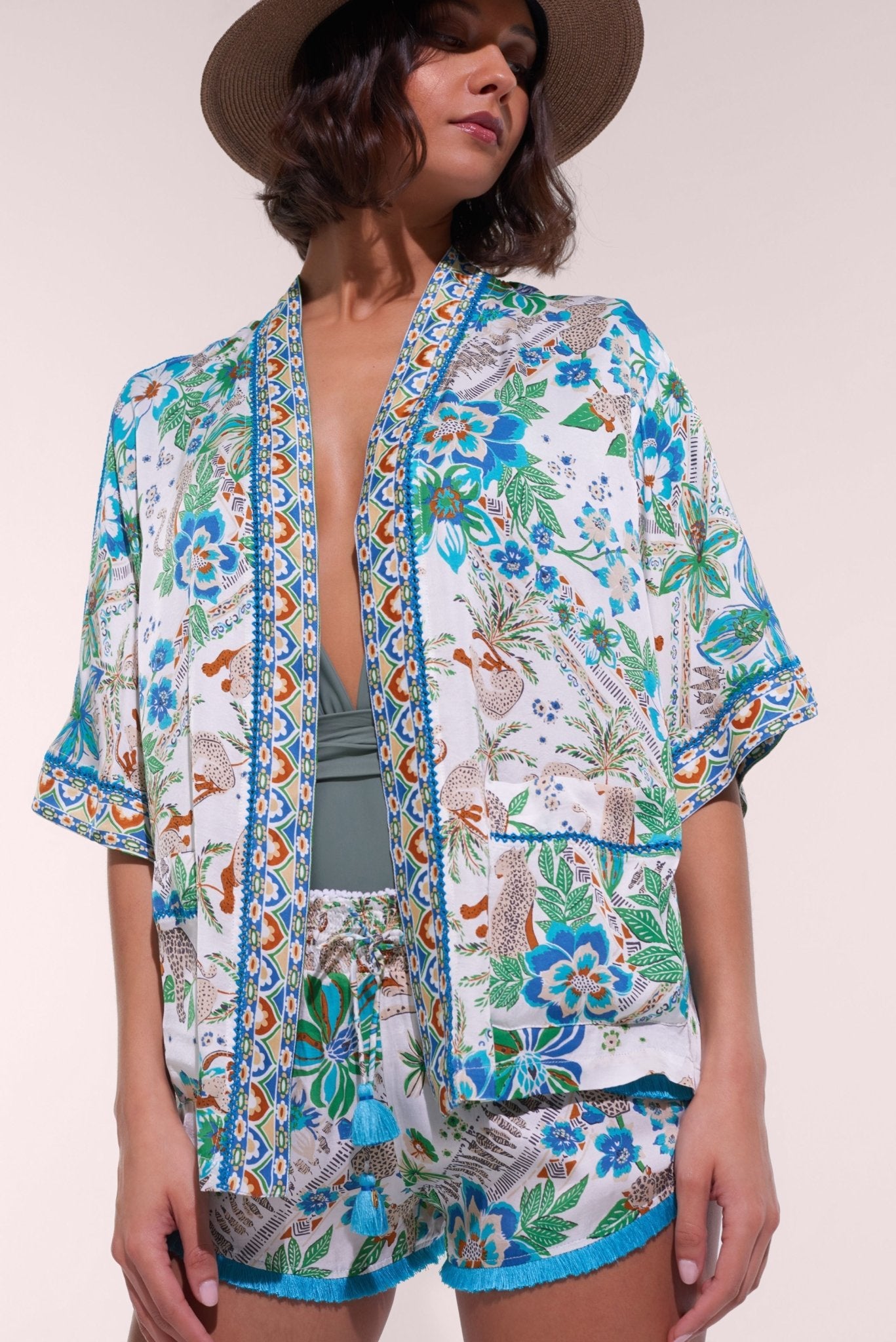 Kimono Bel - Blue Leo Foulard