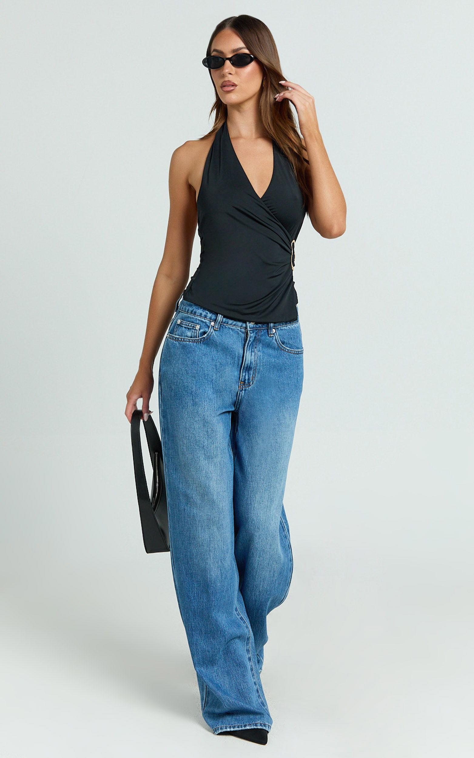 Estelle Jeans - Recycled Denim Low Rise Vintage Baggy Jeans in Dark Blue Wash