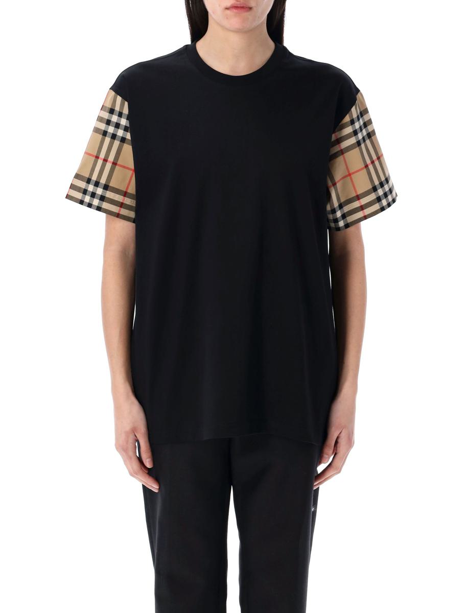 Burberry Check Sleeve Cotton T-Shirt