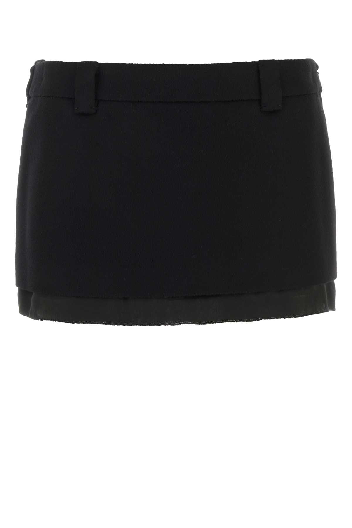 Miu Miu Black Wool Blend Mini Skirt