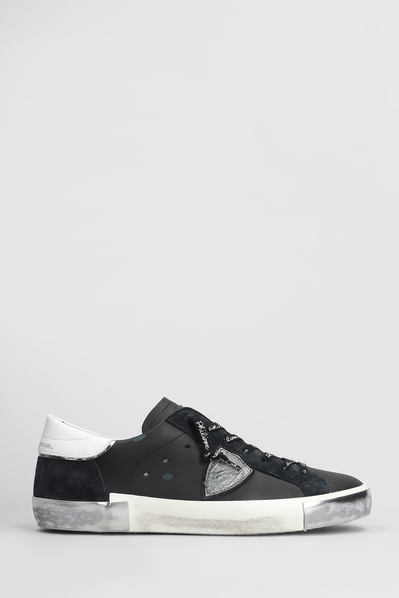Philippe Model Prsx Low Sneakers In Black Leather