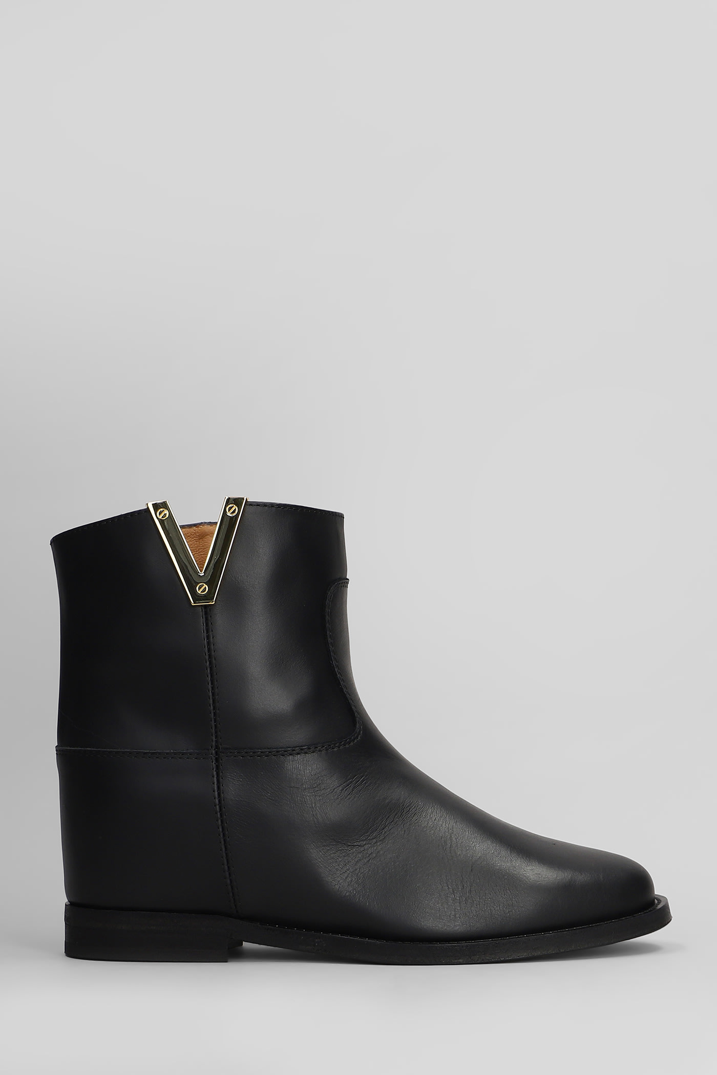 Via Roma 15 Ankle Boots Inside Wedge In Black Leather