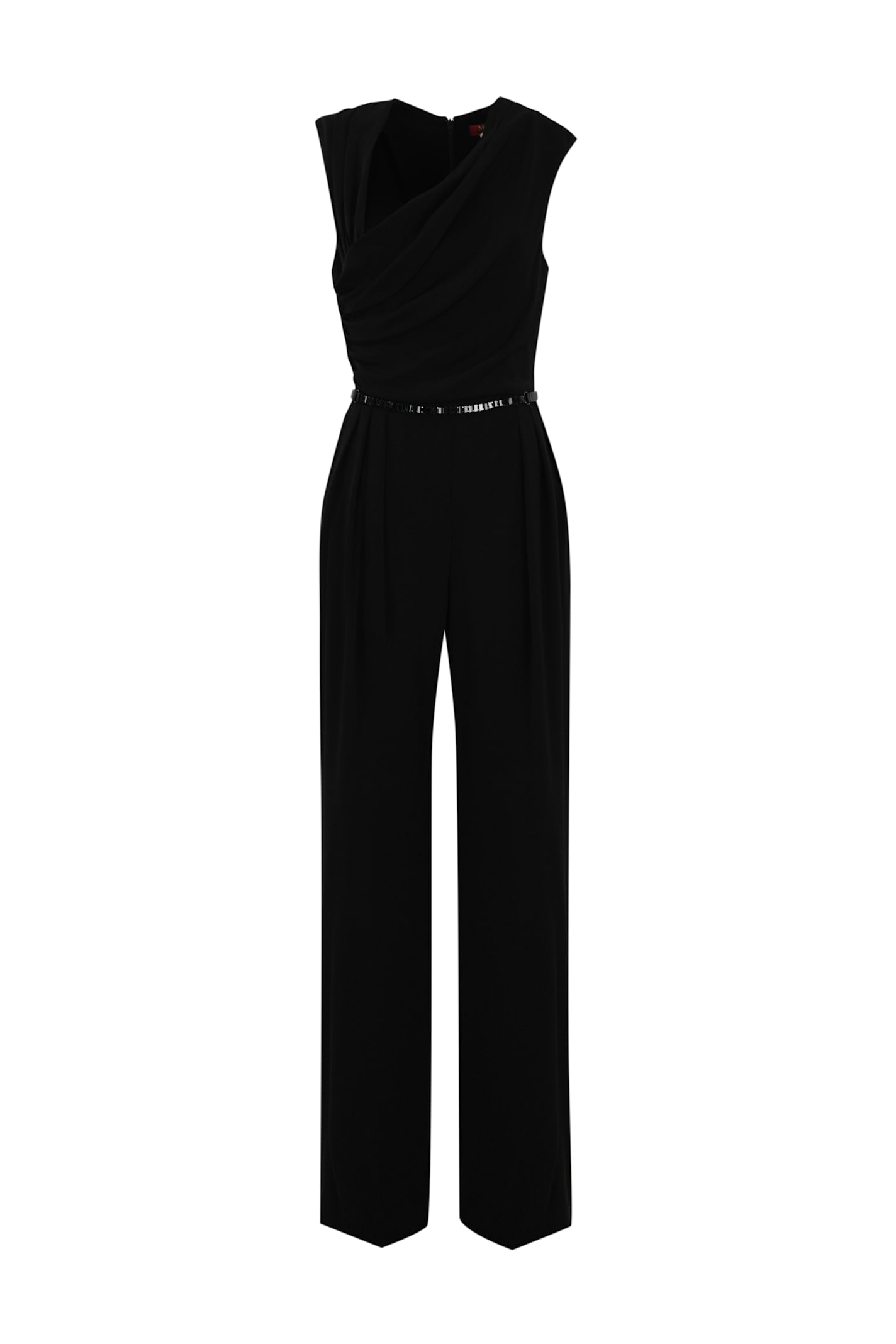 Max Mara Studio Streamlined Draped Jumpsuit In Cady