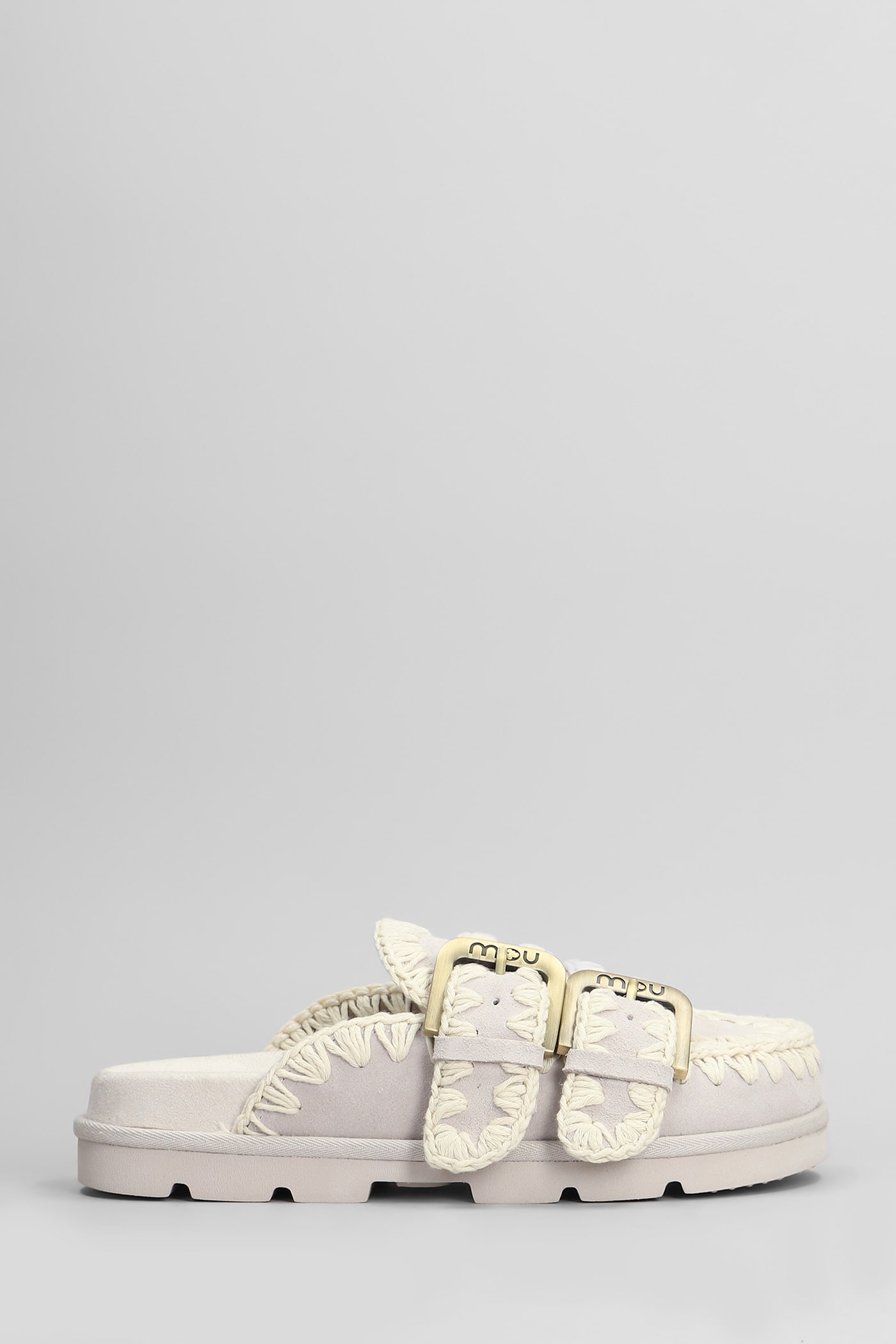 Mou Low Bio Sabot Slipper-mule In Grey Suede