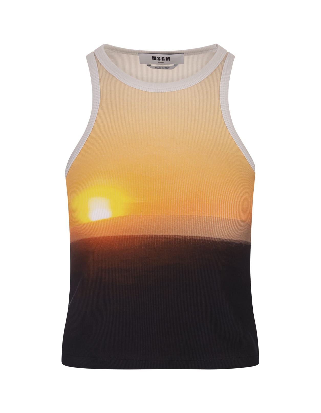 MSGM Ribbed Sleeveless Top With Print