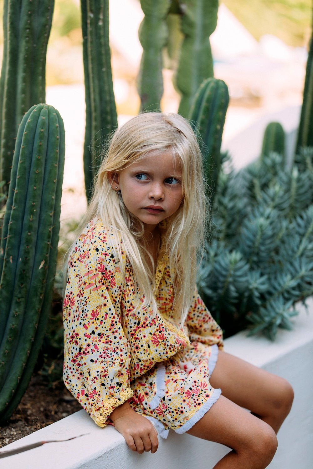 Kids Boxer Short Lulu Lace Trimmed - Yellow Malva