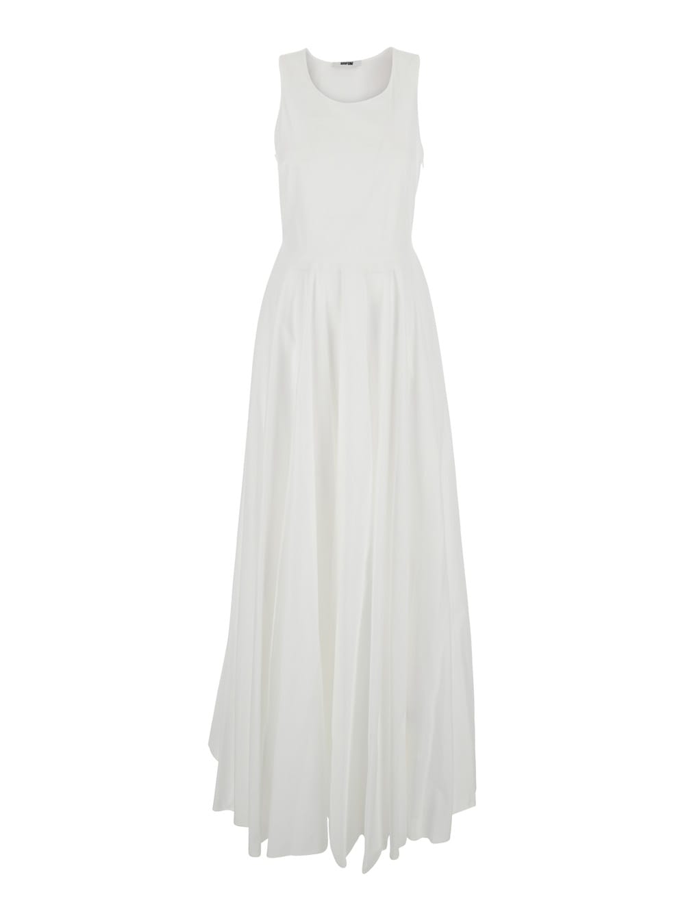 Mauro Grifoni White Long Sleeveless Dress With Draped Details In Cotton Woman