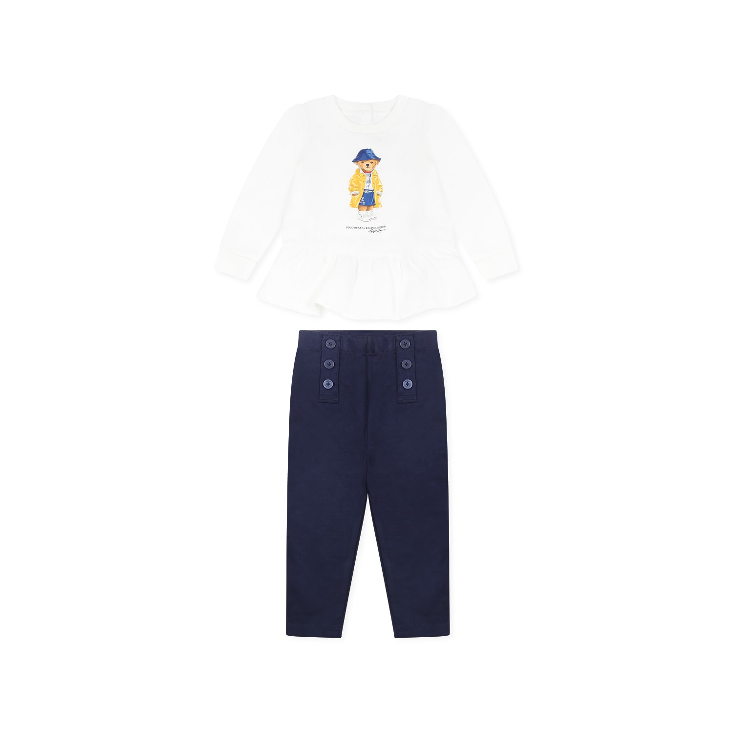 Ralph Lauren Multicolor Suit For Baby Girl With Polo Bear