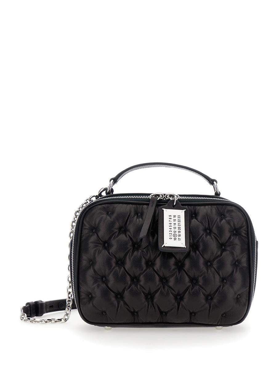 'Glam Slam Medium' Black Shoulder Bag With Quilted Design And Logo Tag In Leather Woman