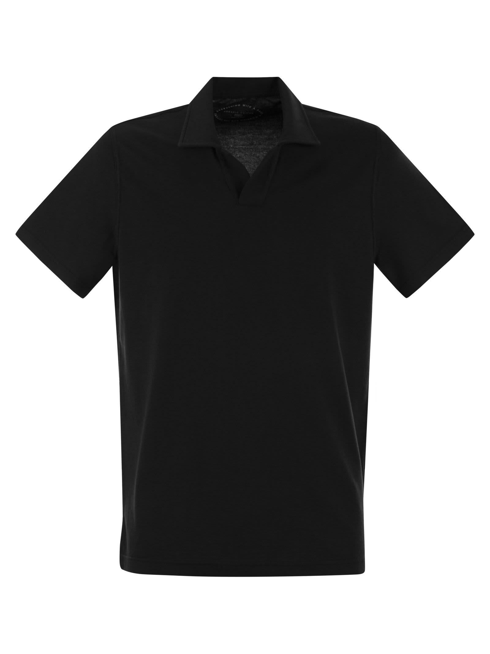 Fedeli Cotton Polo Shirt With Open Collar