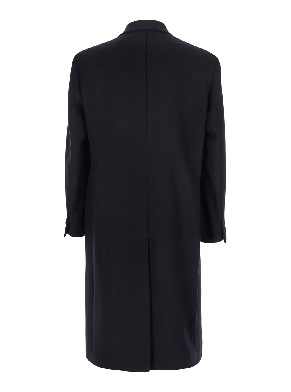 Hevò Blue Double-breasted Coat With Pointed Lapels In Wool Blend Man