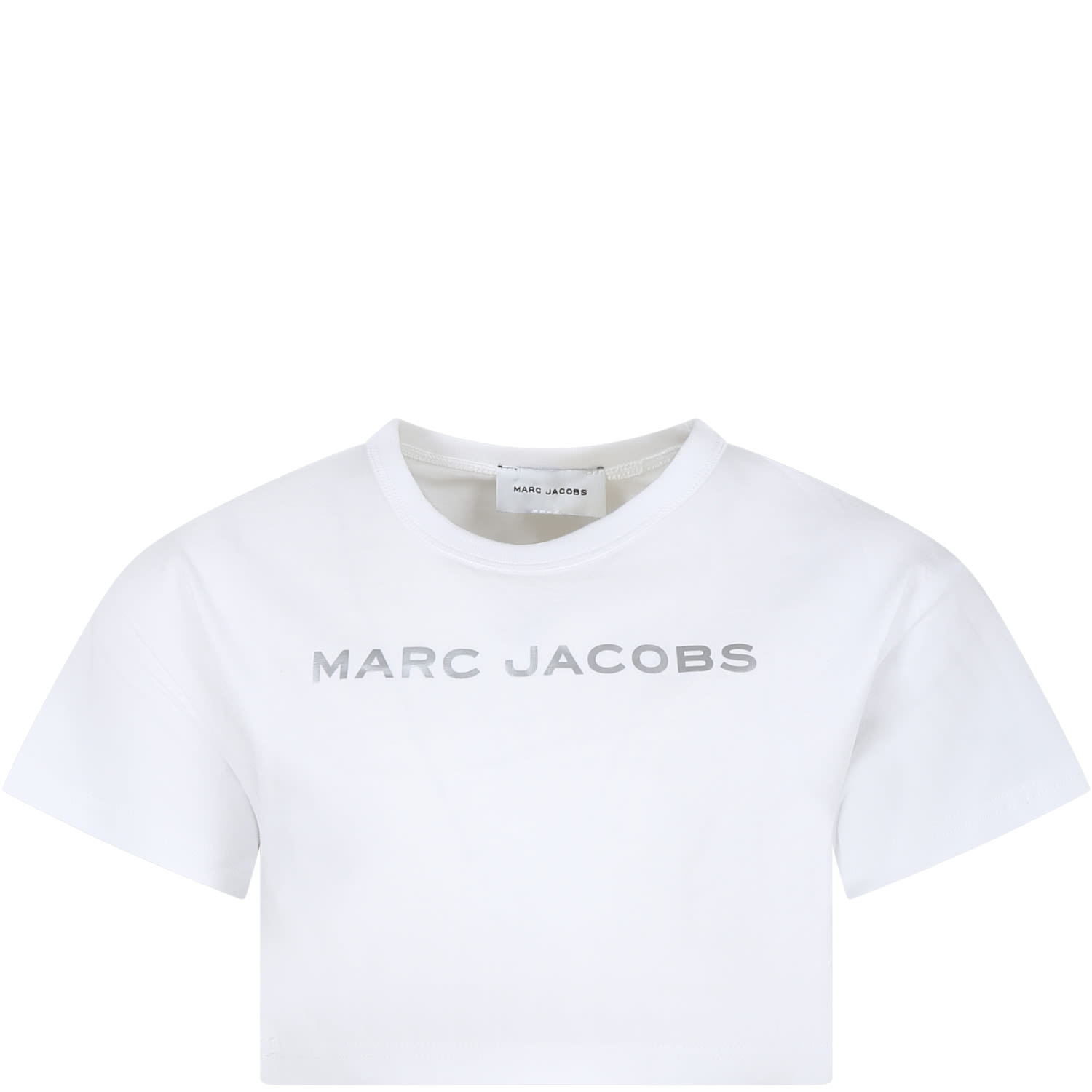 Marc Jacobs White Crop T-shirt For Girl With Logo