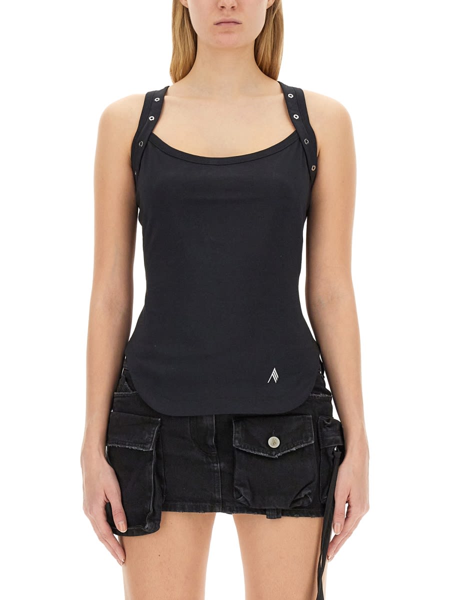The Attico Lacci Logo Embroidered Lace-up Tank Top