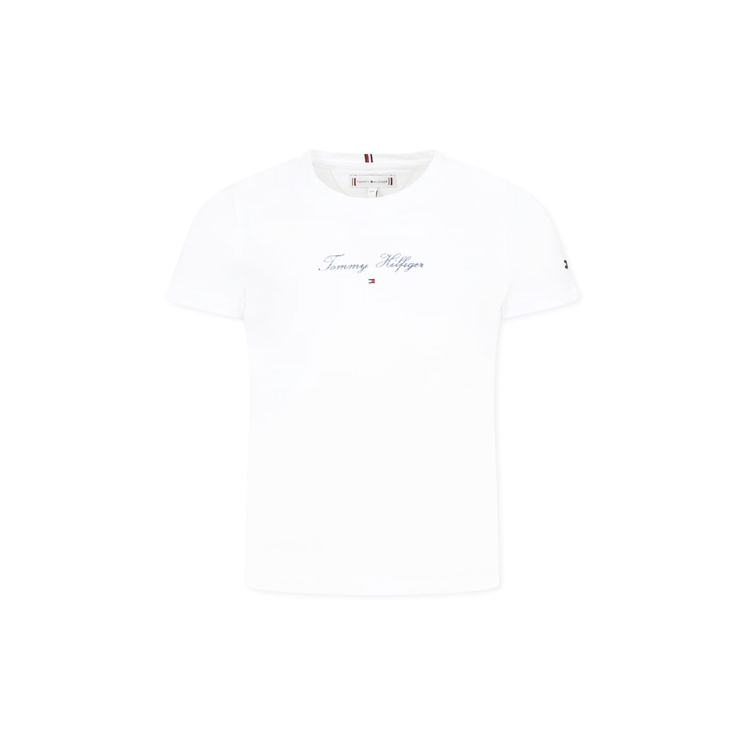Tommy Hilfiger White T-shirt For Girl With Blue Logo