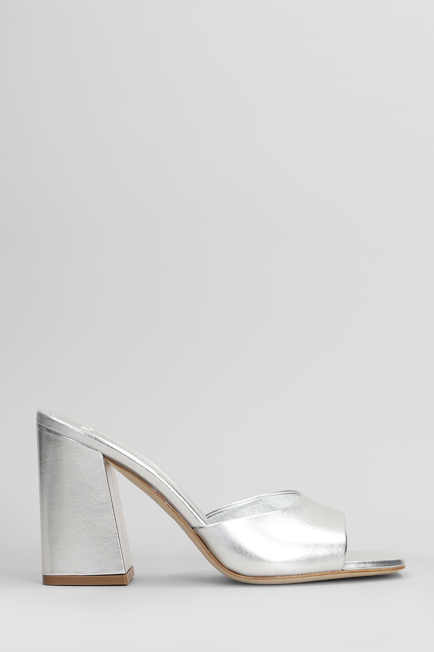 3JUIN Sasha 090 Slipper-mule In Silver Leather