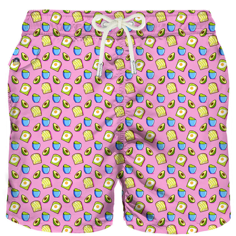 MC2 Saint Barth Man Swim Shorts Avocado Toast Print