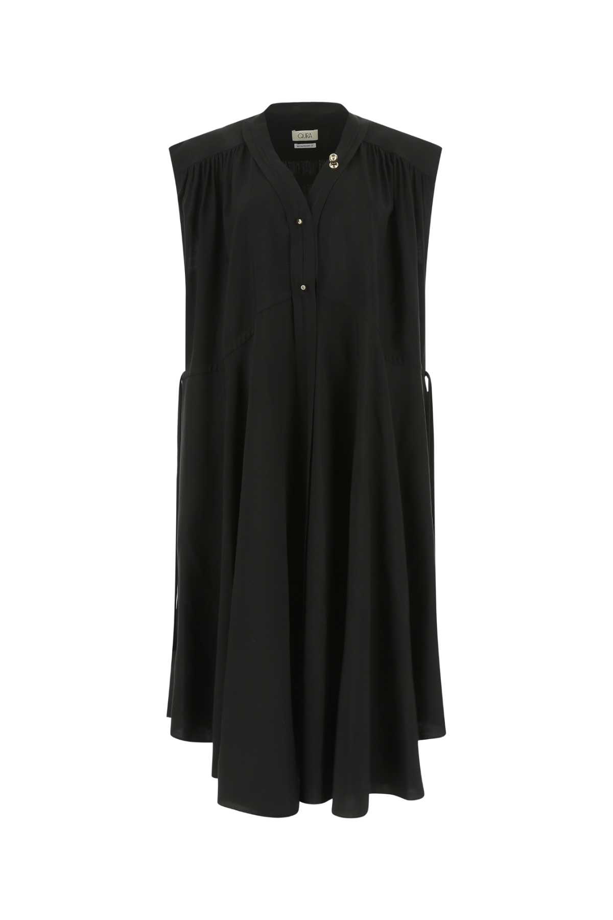 Quira Black Viscose Blend Oversize Dress