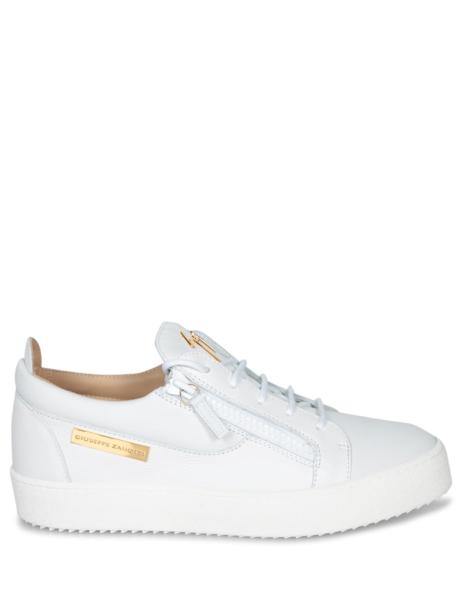Giuseppe Zanotti Zip Logo White- Gold Sneakers