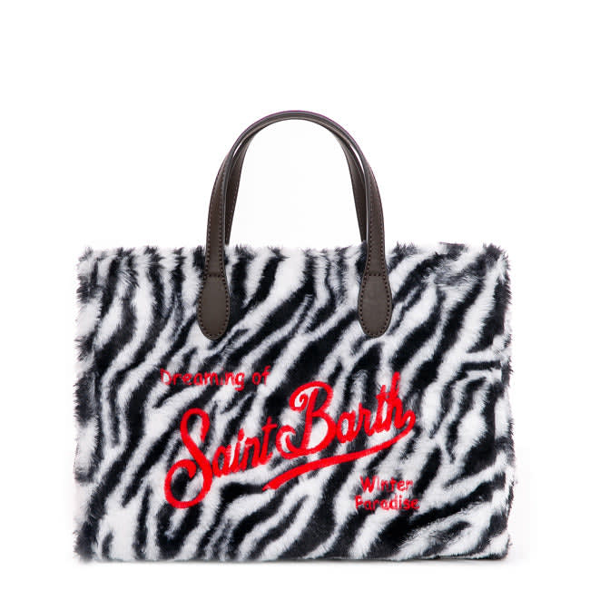 MC2 Saint Barth Zebra Teddy Fabric Vivian Handbag