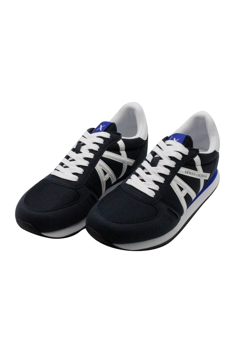 Armani Collezioni Light Sneaker In Technical Fabric And Suede With Logo On The Side