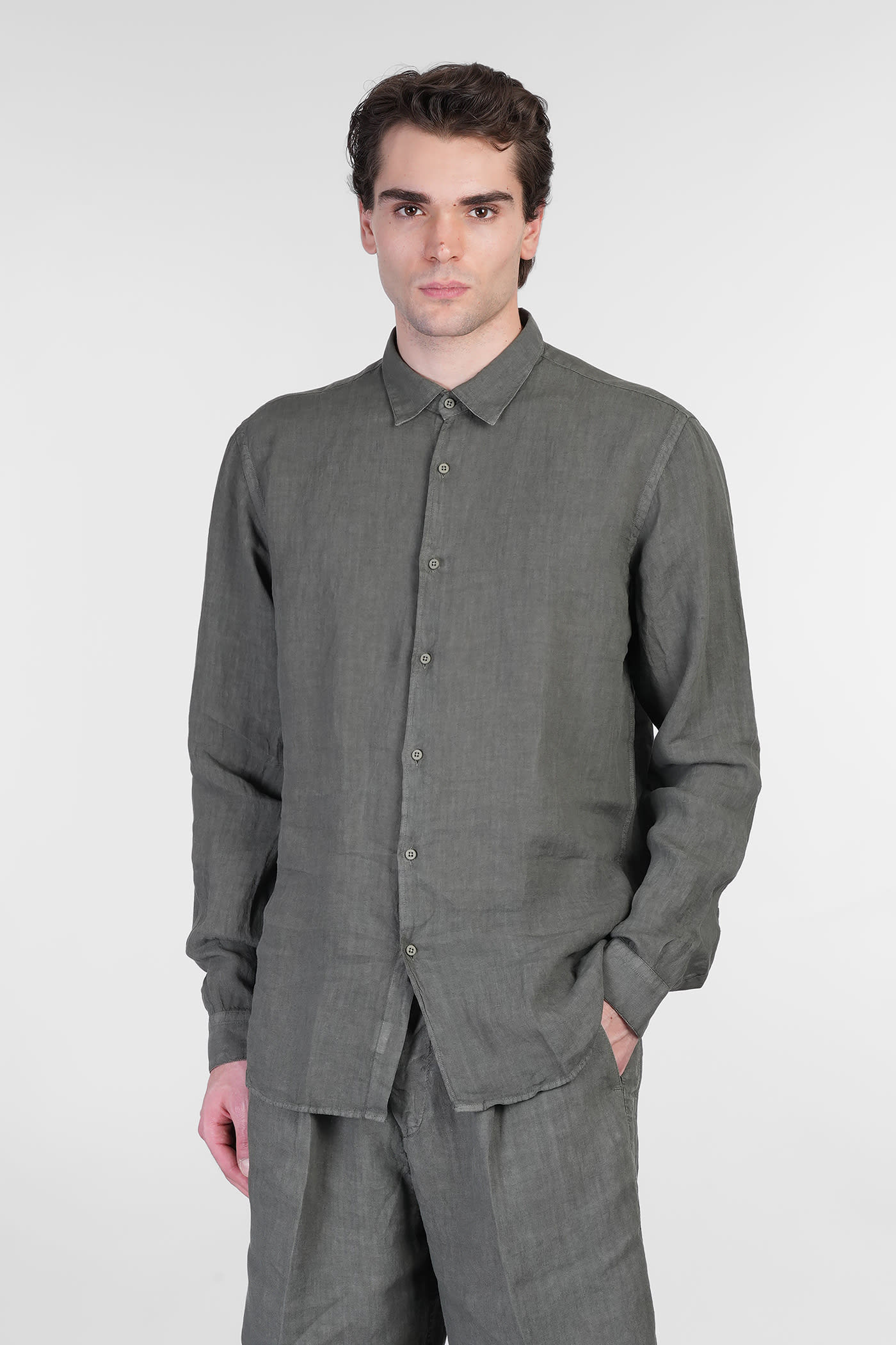 costumein Domenico Shirt In Green Linen