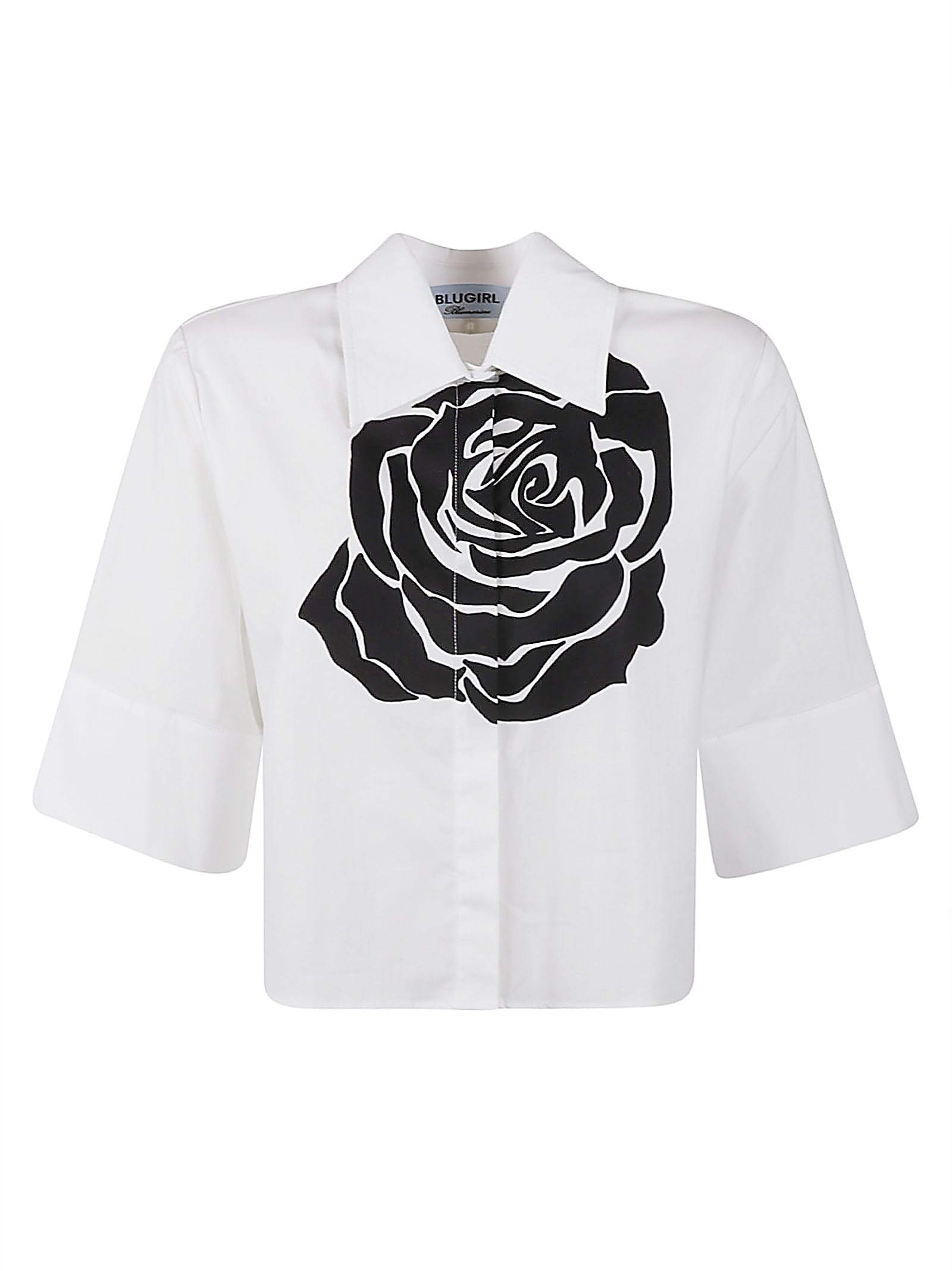 Blugirl Rose Print Cropped Shirt