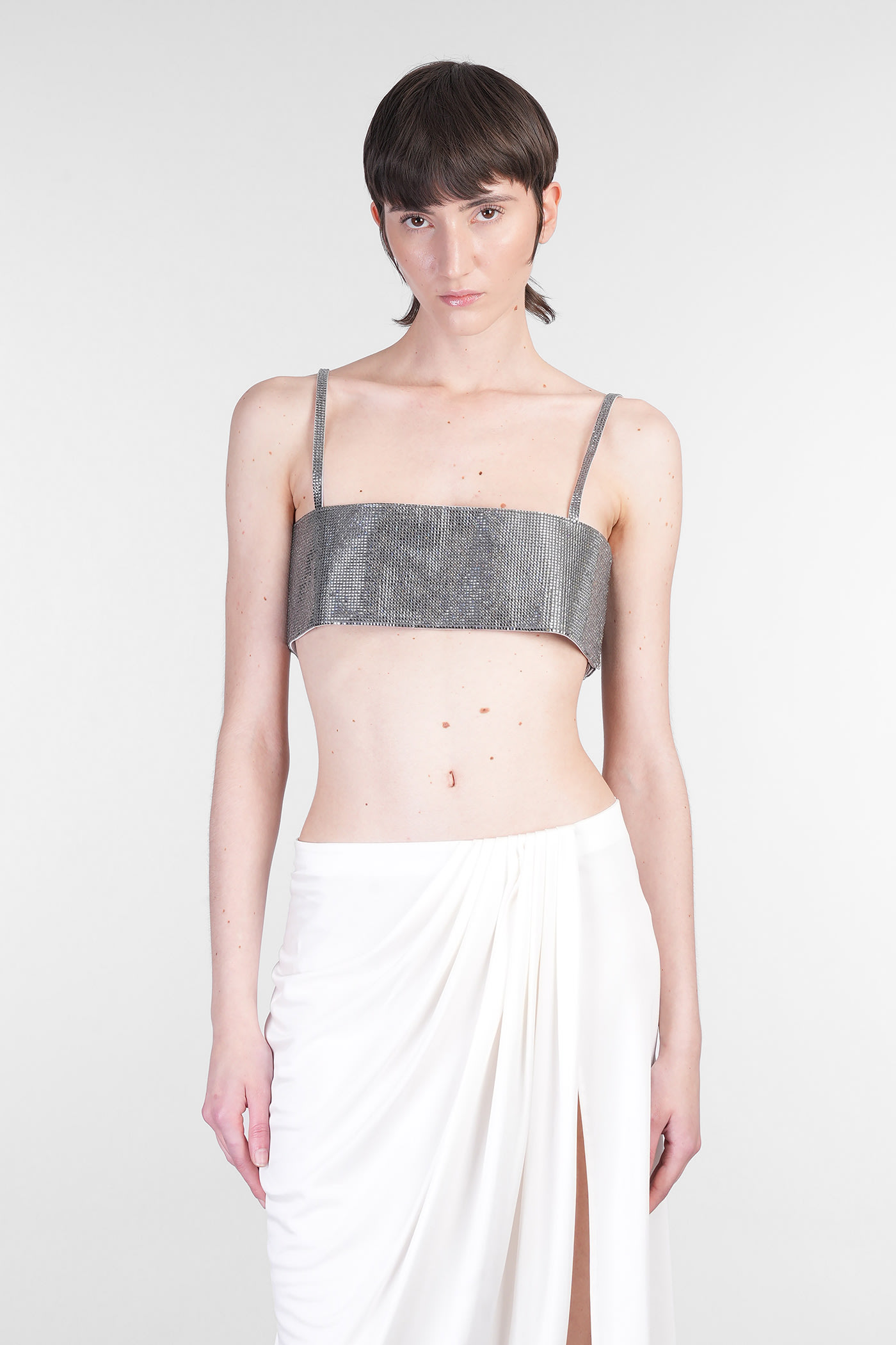 Nué Mirror Topwear In Silver Polyester