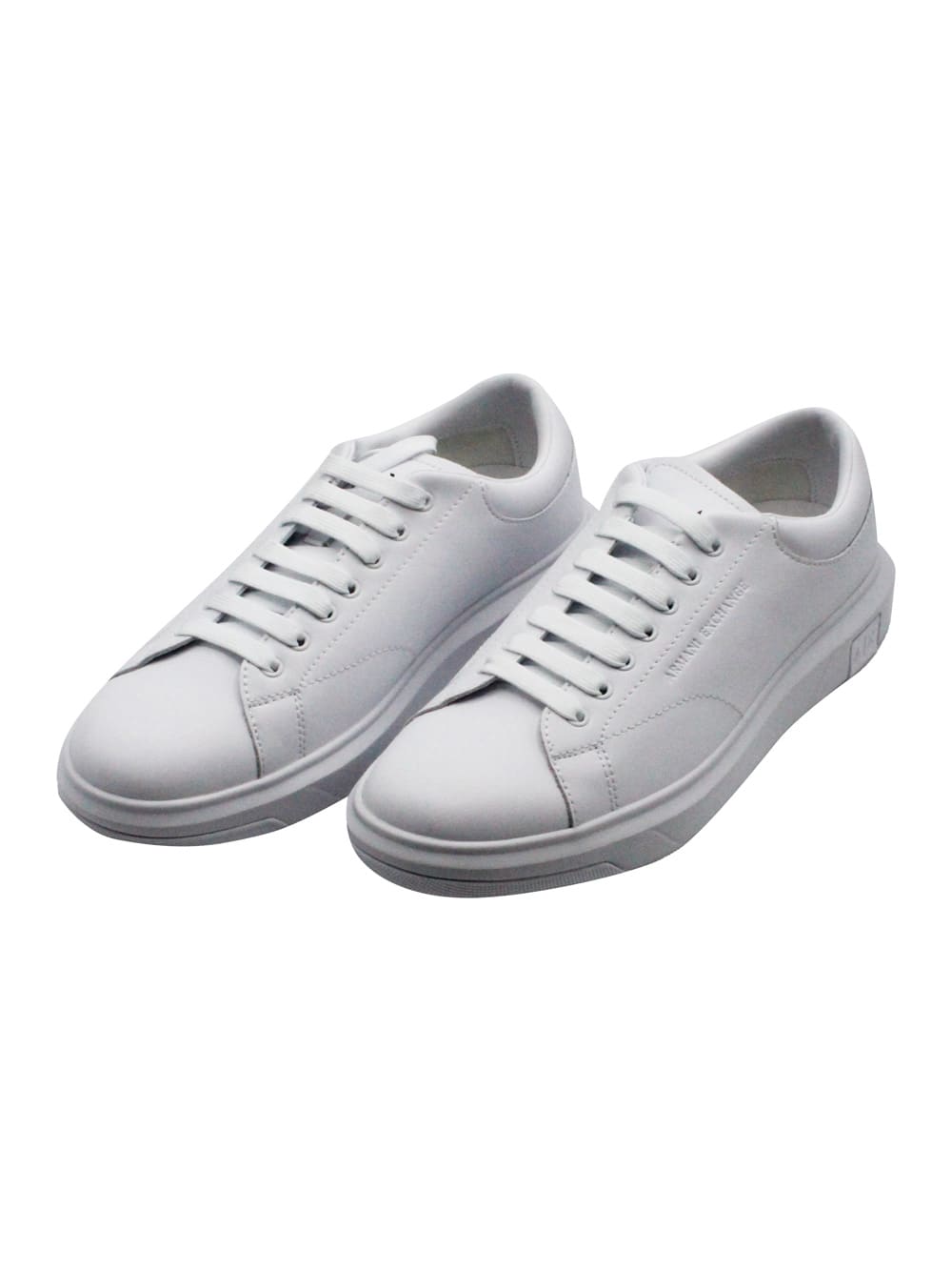 Armani Collezioni Leather Sneakers With Matching Box Sole And Lace Closure. Small Logo On The Tongue And Back