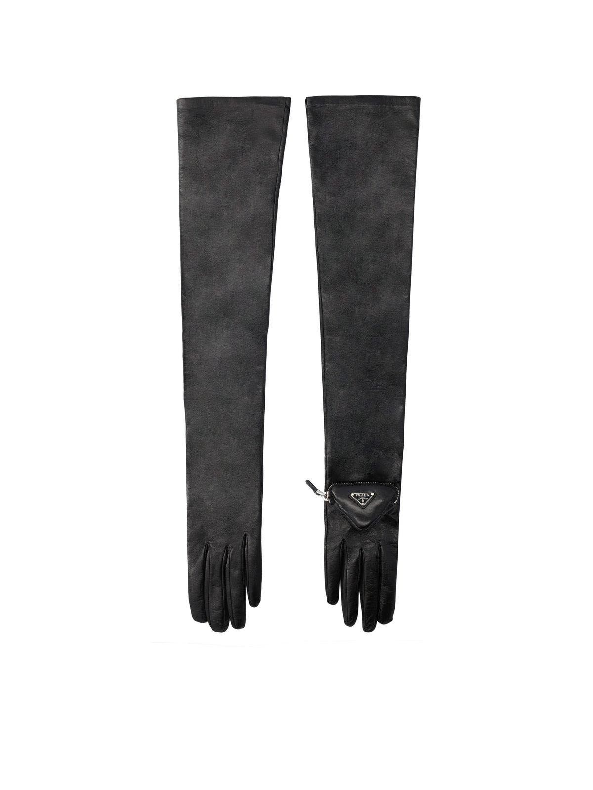 Prada Triangle-logo Zipped Pouch Long Gloves