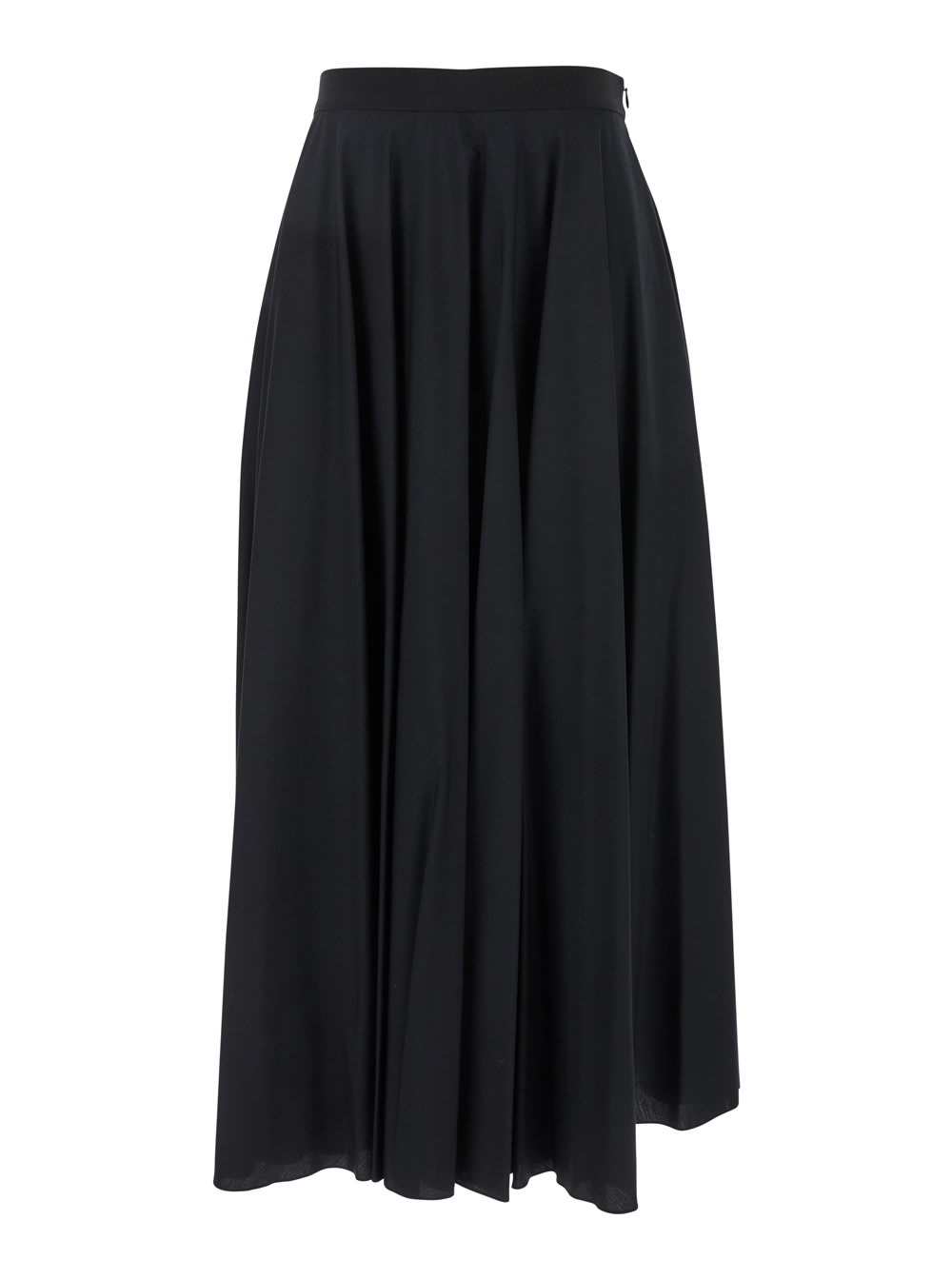Mauro Grifoni Black Long Skirt With Draped Details And Side Zip Closure In Cotton Woman