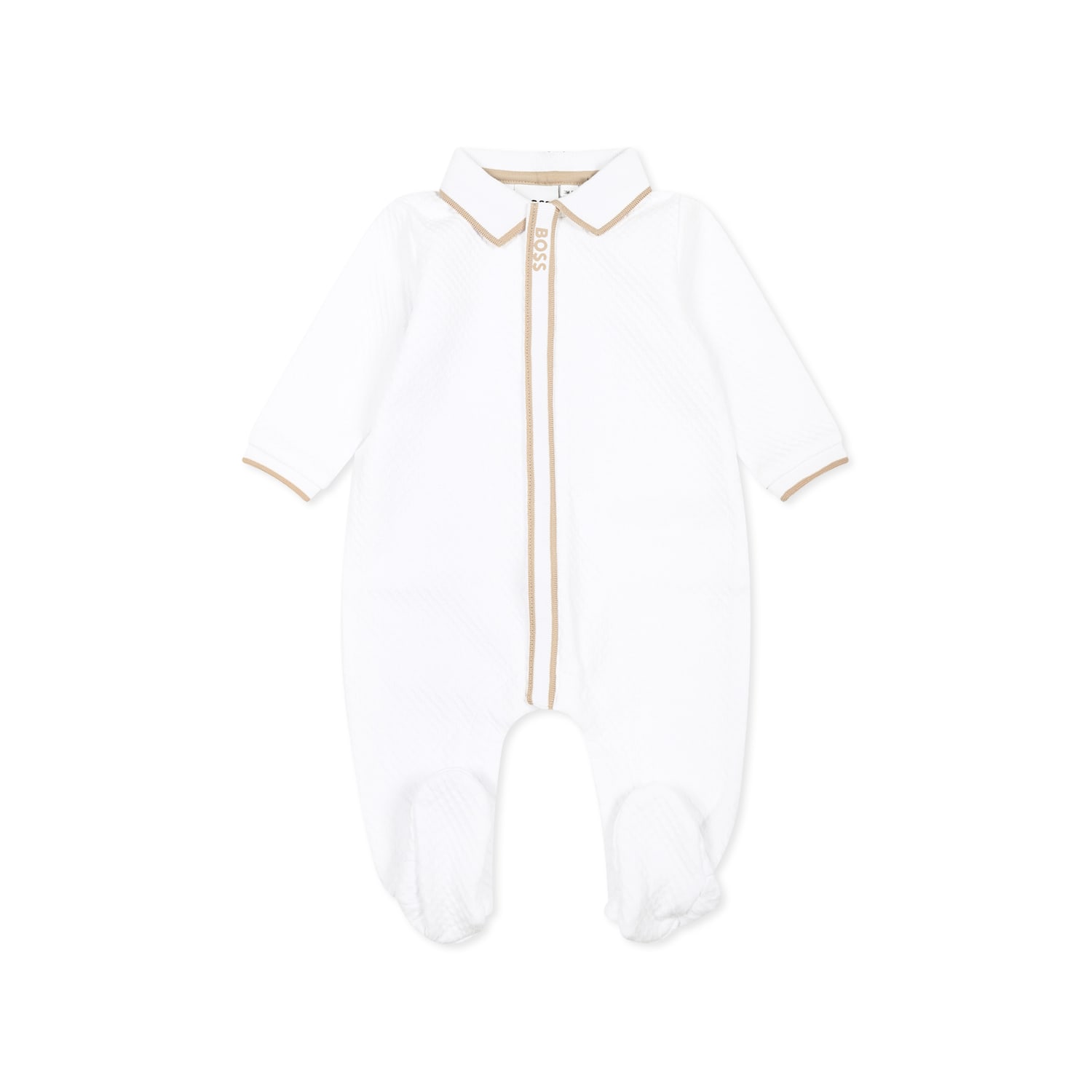 Hugo Boss White Babygrow For Baby Boy With Logo