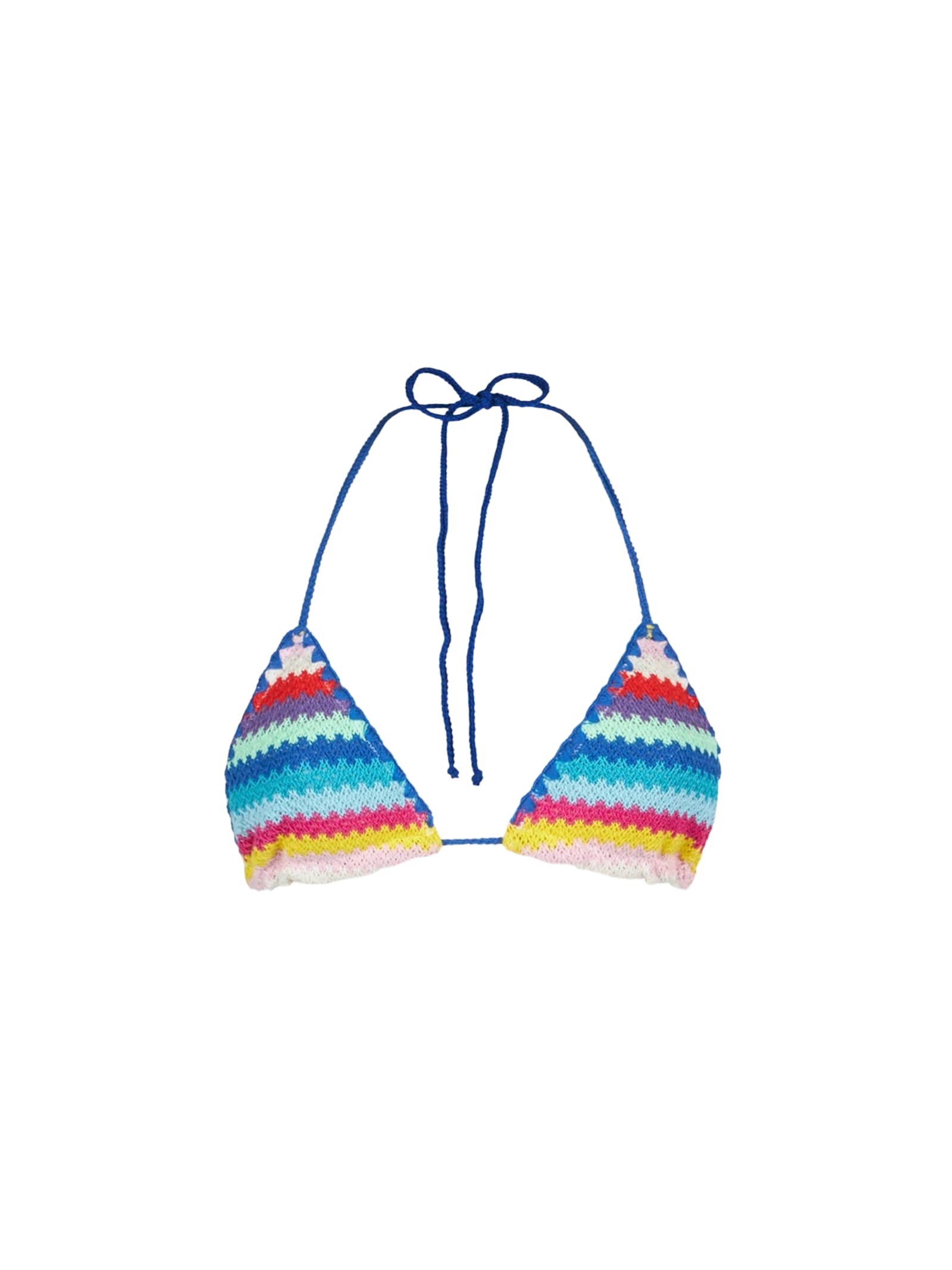 MC2 Saint Barth Woman Crochet Triangle Top Swimsuit With Multicolor Stripes
