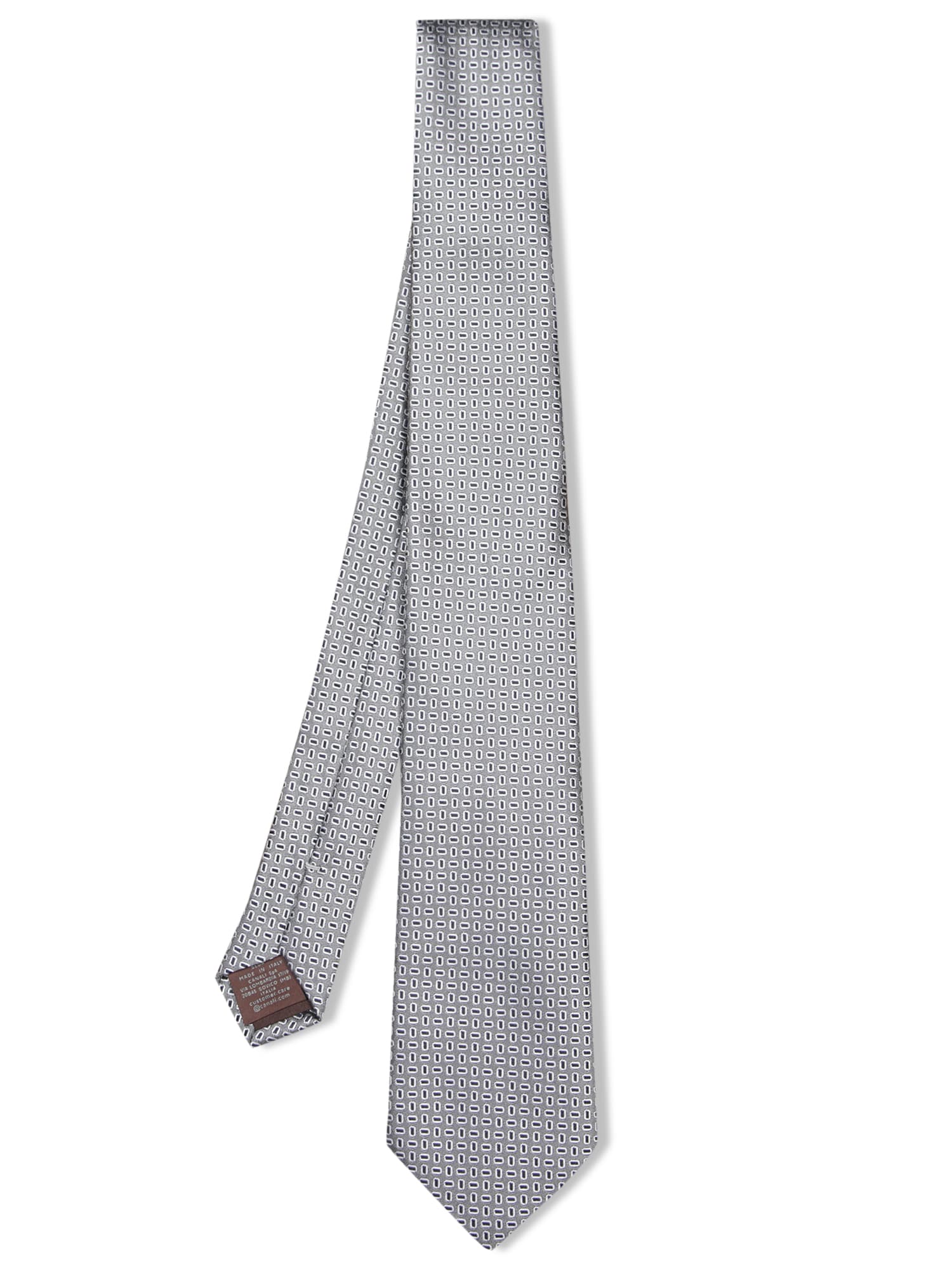 Canali Grey Geometric Micro Pattern Tie