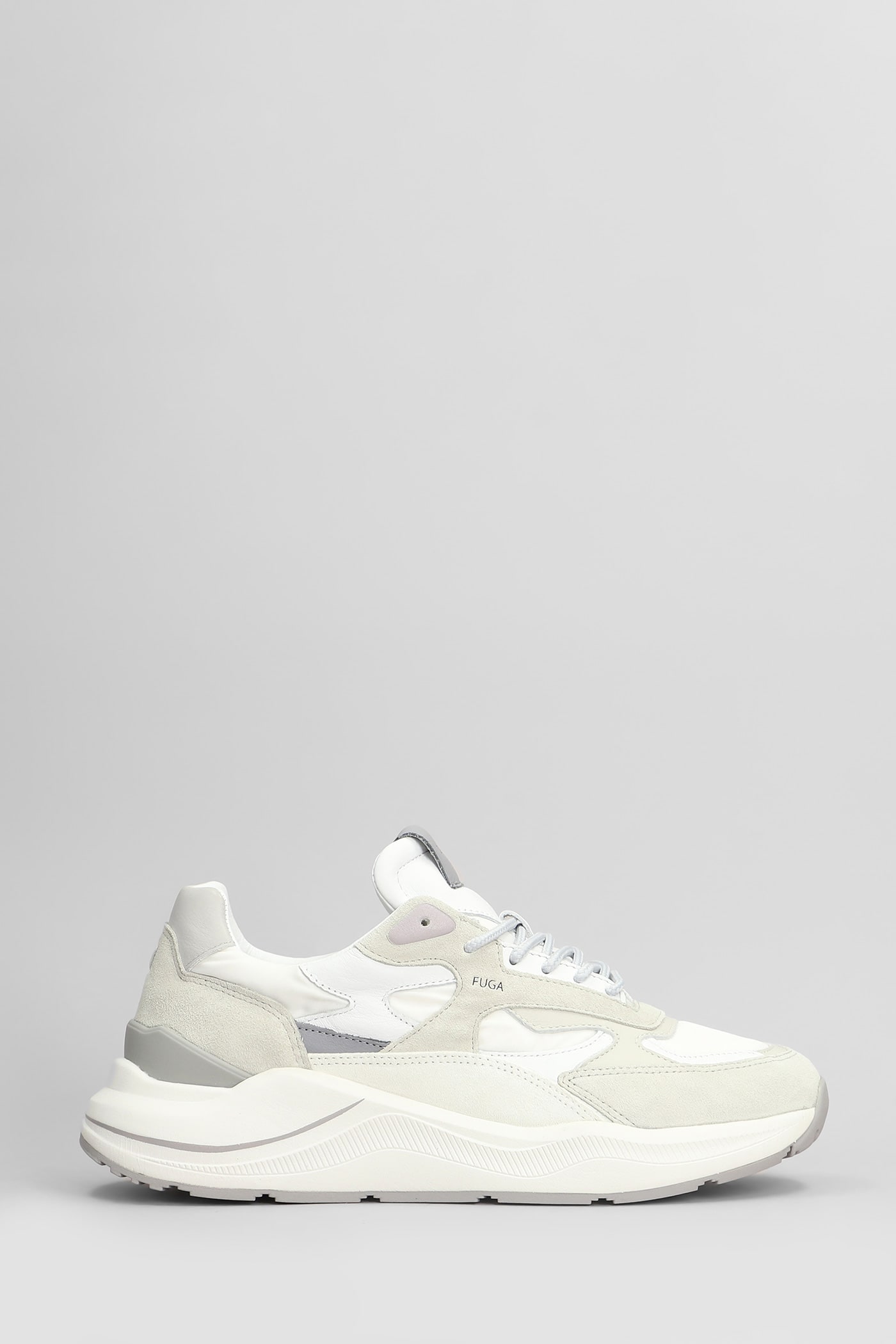D. A.T. E. Fuga Sneakers In White Suede And Fabric