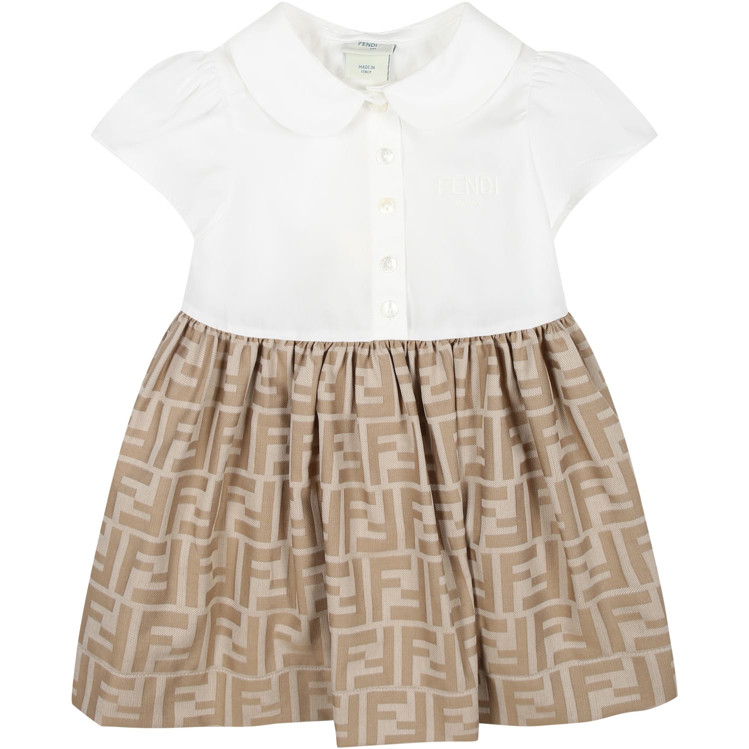 Fendi Multicolor Dress For Baby Girl With Iconic Ff