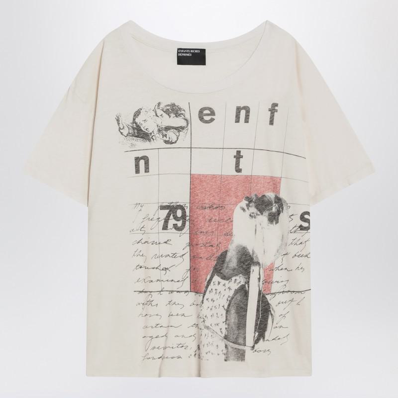 Enfants Riches Déprimés White Vintage-Effect T-Shirt With Logo Print