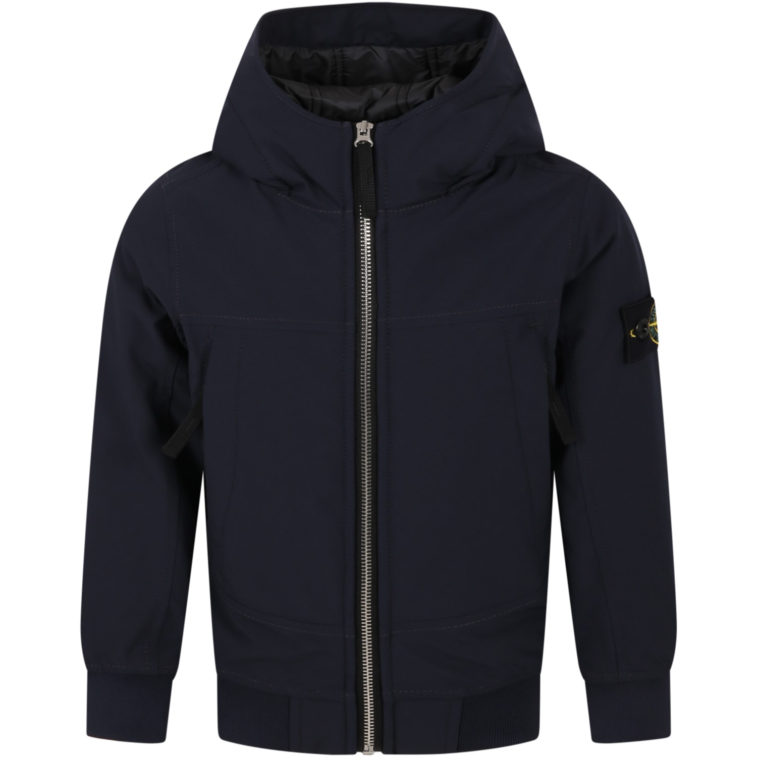 Stone Island Junior Blue Windbreaker For Boy With Patch