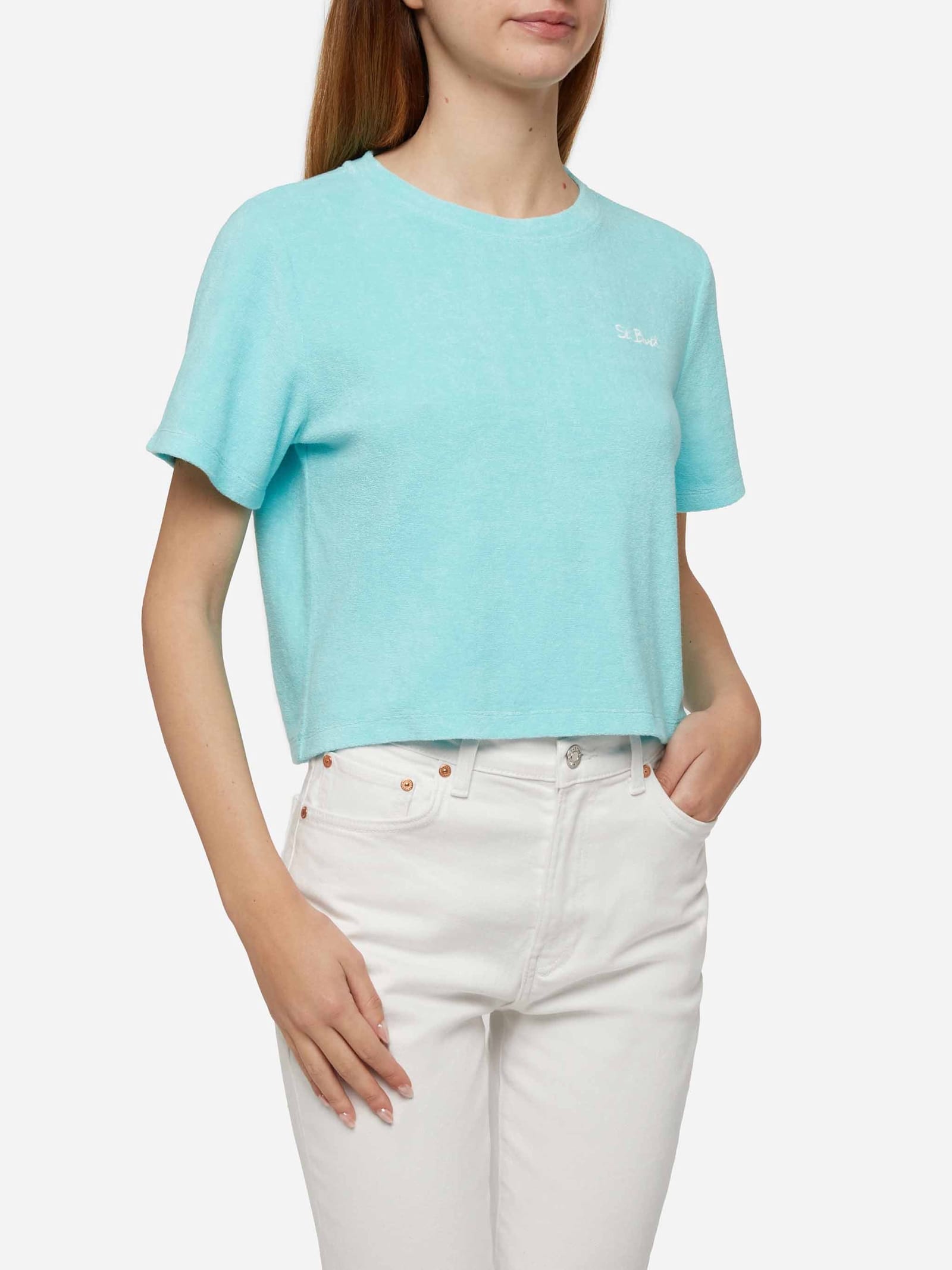 MC2 Saint Barth Water Green Terry Cotton T-shirt Aleja