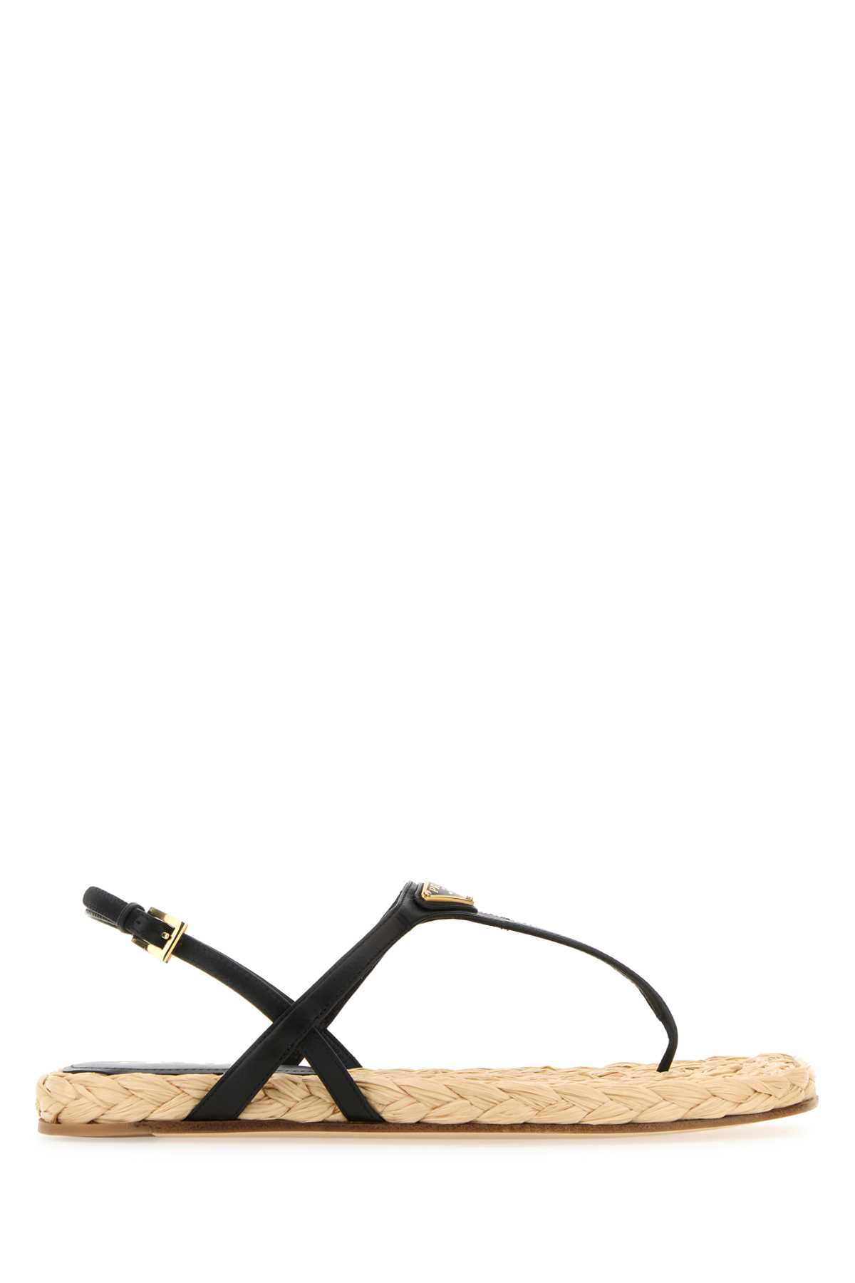 Prada Black Leather Thong Sandals