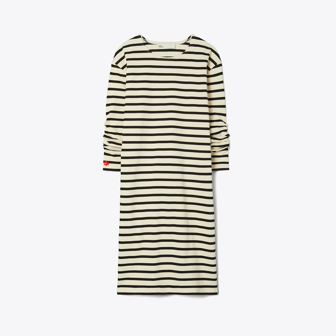Tory Burch Scrunched-Sleeve Jersey T-Shirt Dress