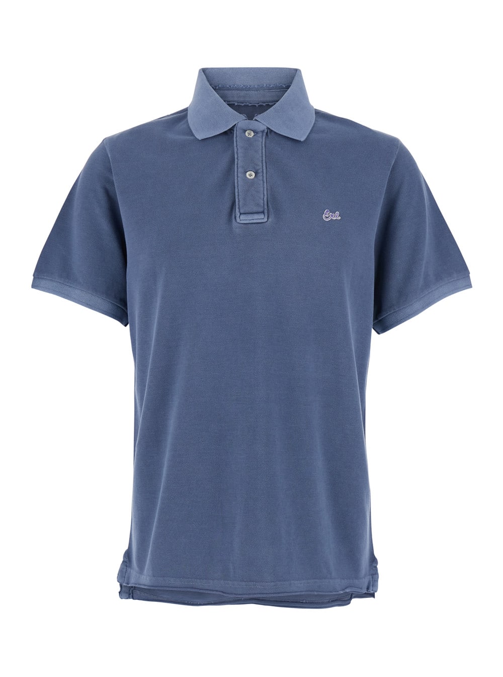 ERL Polo Con Colletto Classico E Logo Lettering Sul Fronte In Cotone Blu Uomo