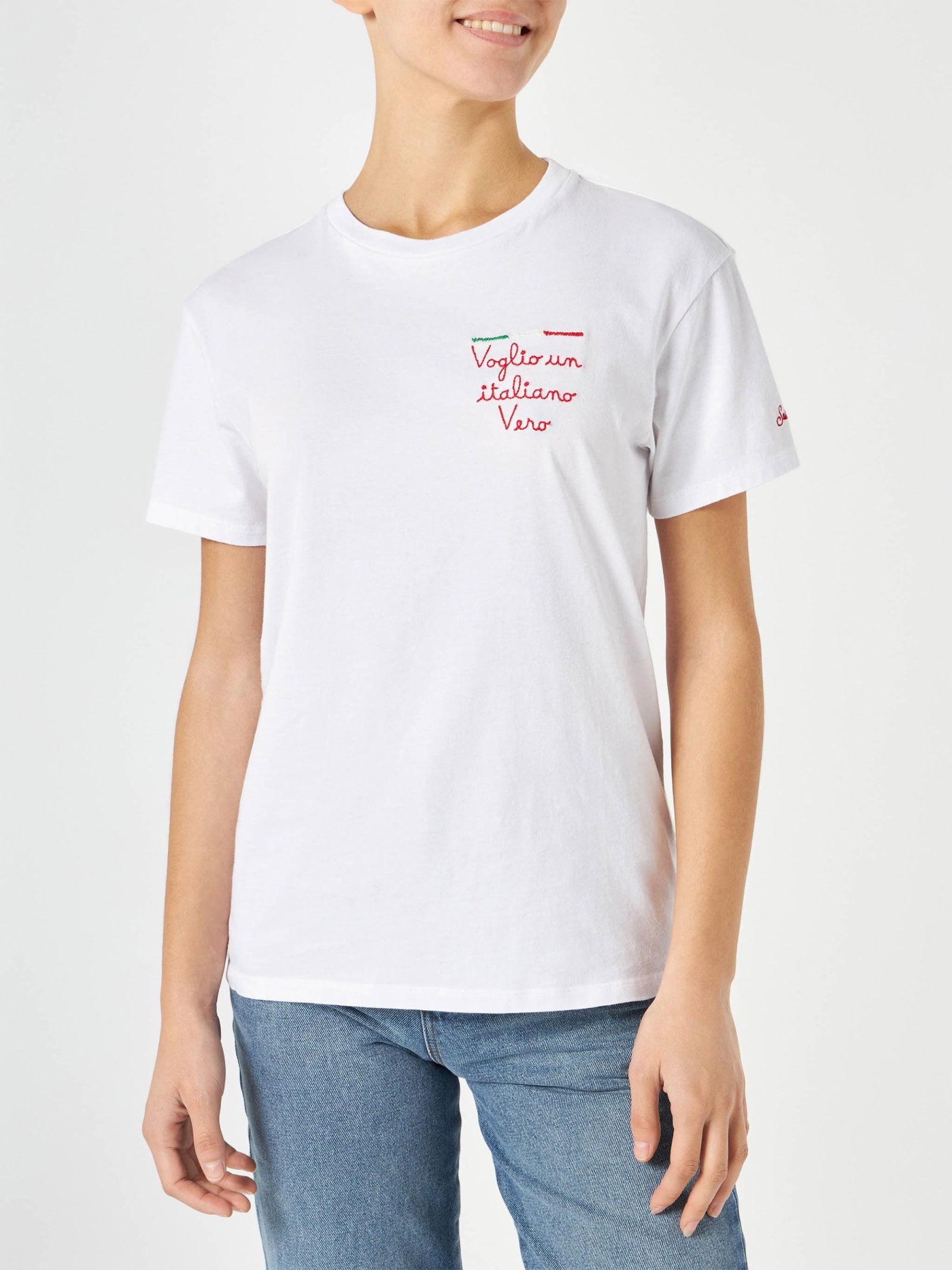 MC2 Saint Barth Woman Cotton T-shirt With Embroidery