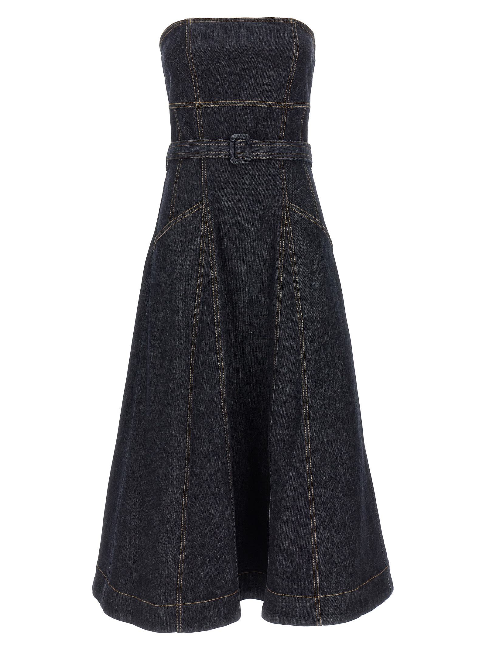 self-portrait Denim Bandeau Midi Dress