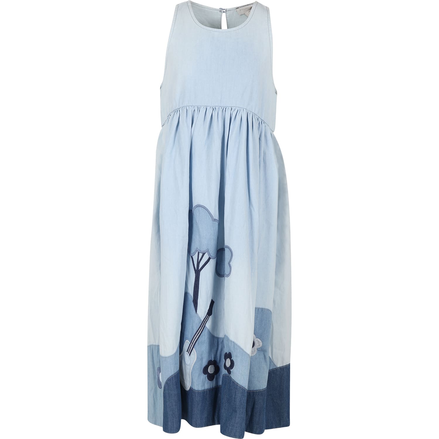 Stella McCartney Kids Light Blue Dress For Girl With Flowers