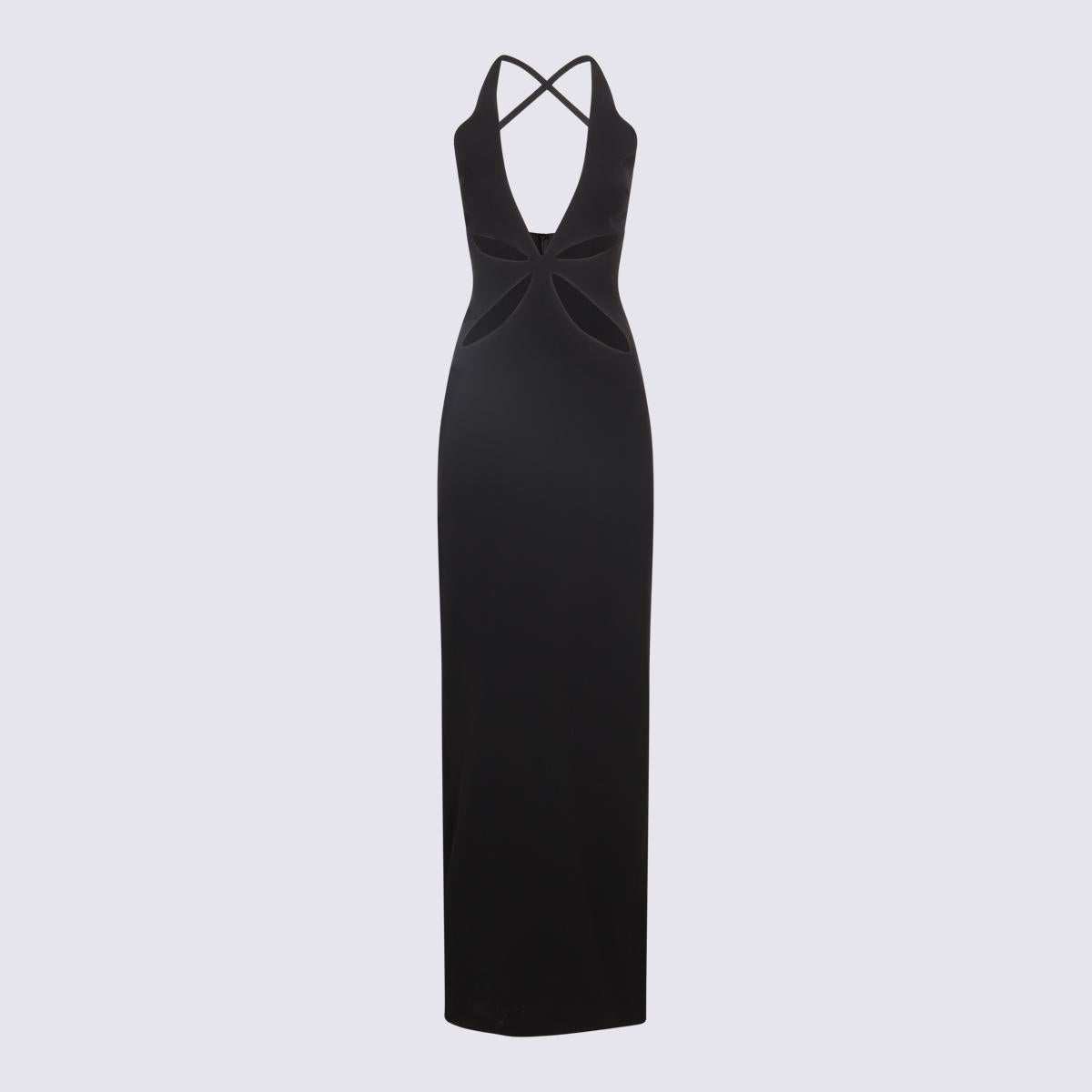 Monot Black Petal Cut Out Long Dress