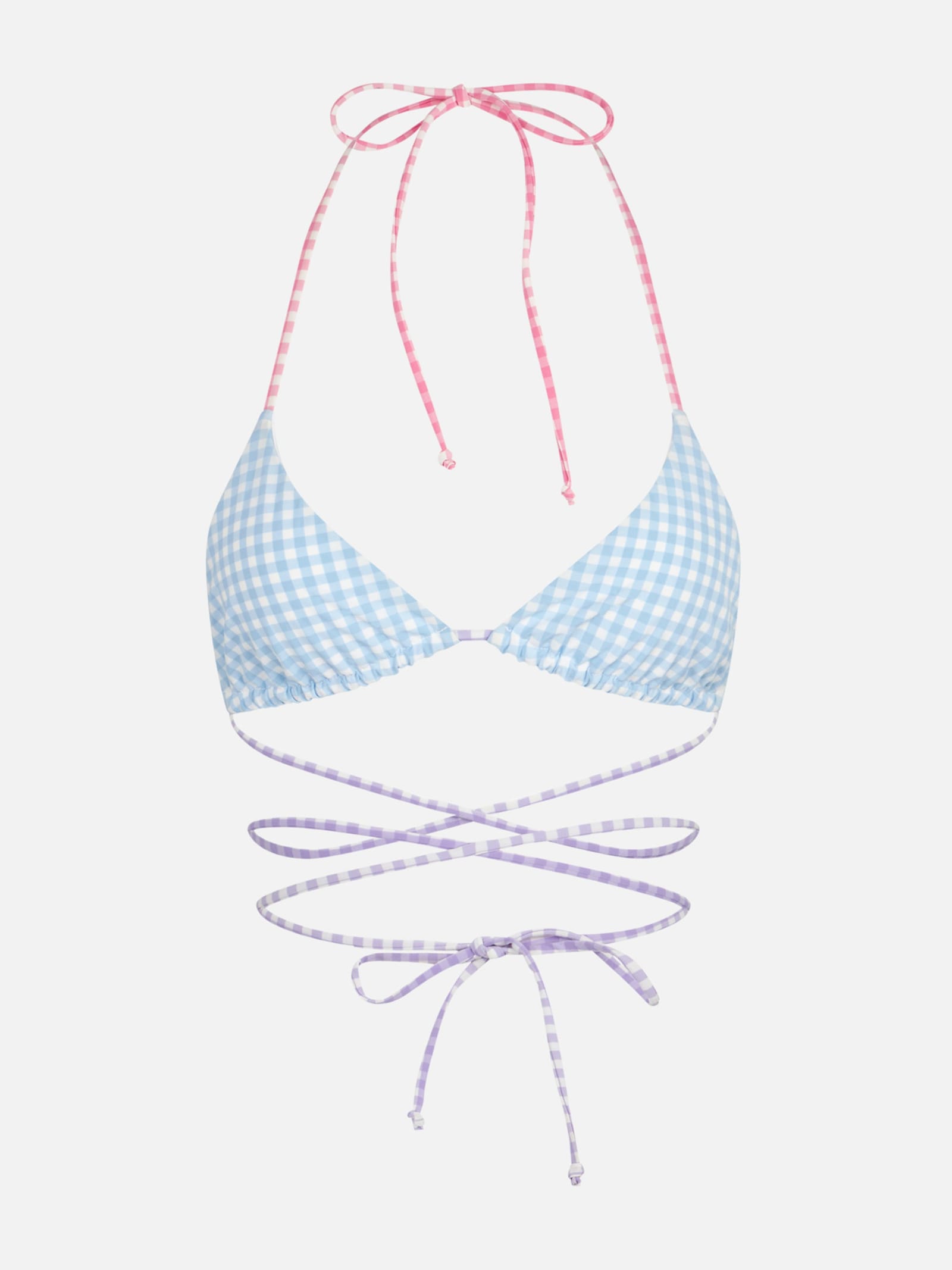 MC2 Saint Barth Pastel Gingham Triangle With Long Laces