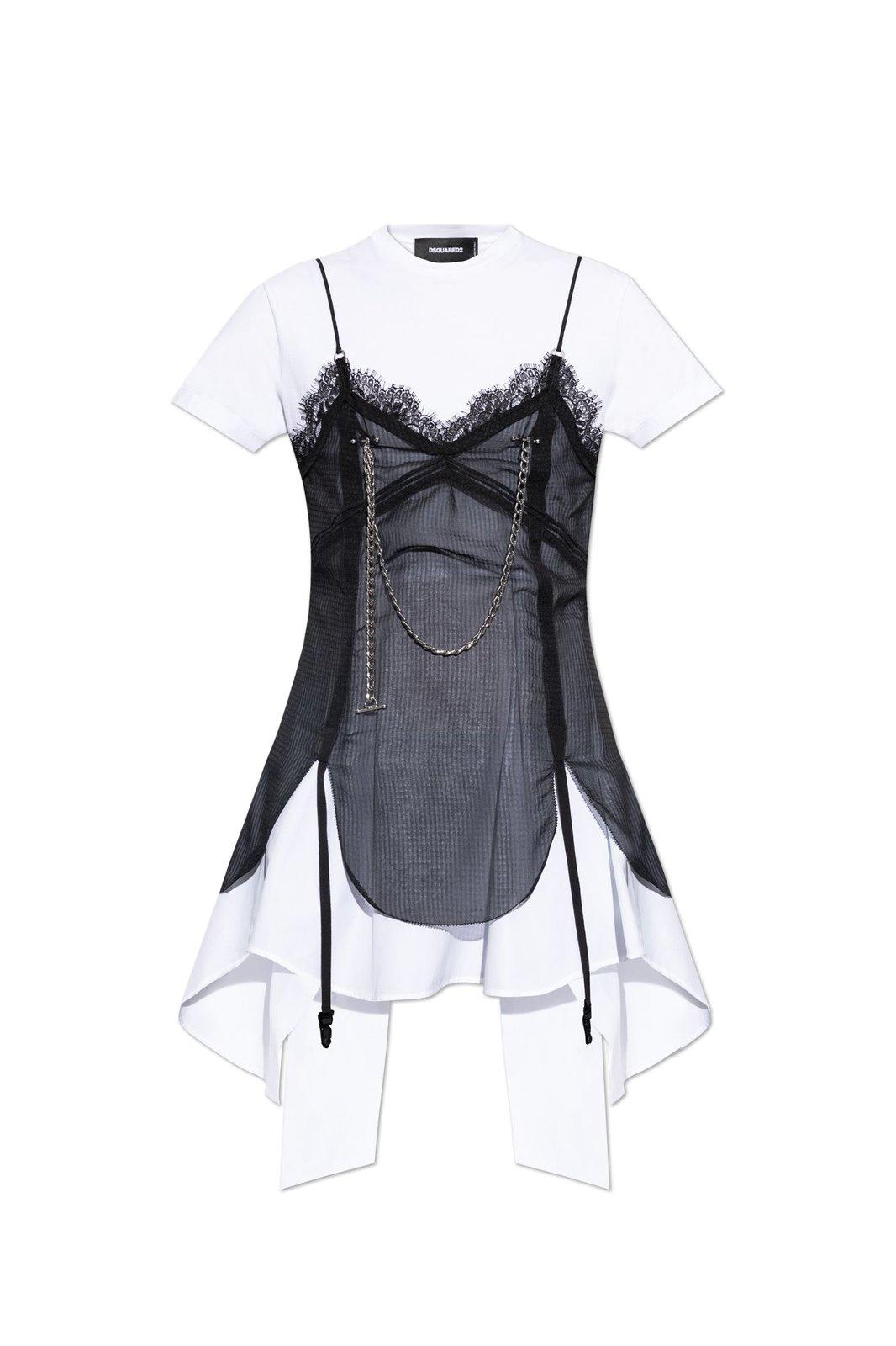 Dsquared2 Pierced Apron Layered Effect Mini Dress